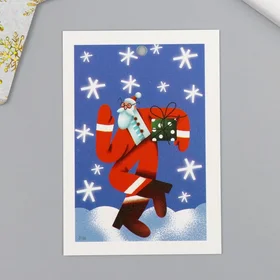 Бирка картон Задорный Дед Мороз 5х7 см