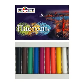 Пастель сухая, набор 9 цветов, Hard, Спектр Петербургская, D-8.5мм L-65 мм, круглое сечение, художественная