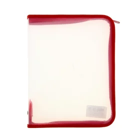 Папка пластиковая А5, 230 х 180 х 25 мм, молния вокруг, Calligrata Офис, ПМ-А5-01, 0.5 мм, прозрачная, красная