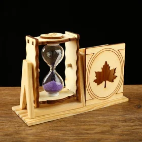 Песочные часы Кленовый лист, сувенирные, с карандашницей, 10 х 13.5 см, микс