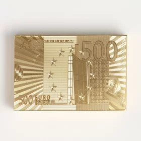 Карты игральные пластиковые 500 евро, 54 шт, 30 мкм, 8.7 х 5.7 см, золотистые, в шкатулке
