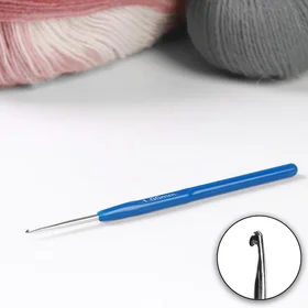 Крючок для вязания, с пластиковой ручкой, d 1 мм, 13,5 см, цвет синий