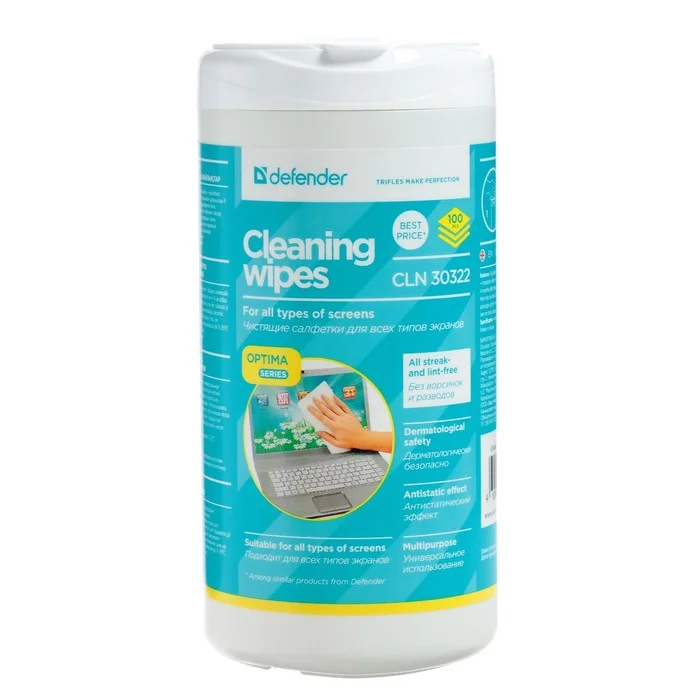 Салфетки для экранов всех типов. Defender Cleaning wipes. Туба с чист. Салфетками OFFICECLEAN для мониторов всех типов, 100шт., арт. 248261. Defender Cleaning wipes CLN 30200 Optima влажные салфетки 20 шт..