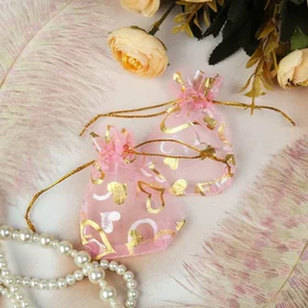 Мешочек подарочный Сердечки, 79, цвет розовый с золотом