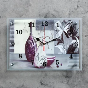 Часы настенные, серия Интерьер, Сиреневые вазы25х35 см