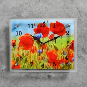 Часы настенные, серия Цветы, Маки в поле, 20 х 25 см
