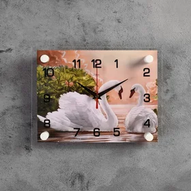 Часы настенные, серия Животный мир, Пара лебедей, 20х26 см