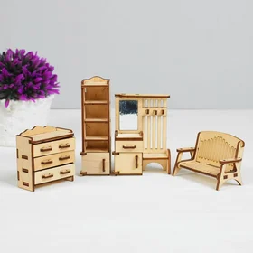 Набор деревянной мебели для кукол Прихожая, 4 предмета