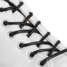 Шнурки для обуви, пара, круглые, вощёные, d 3 мм, 75 см, цвет чёрный
