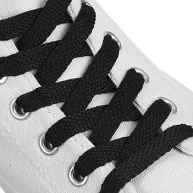 Шнурки для обуви плоские, 8 мм, 70 см, фасовка 25 шт, цвет чёрный