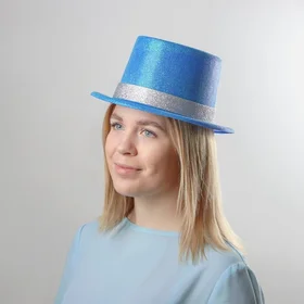 Шляпа пластиковая Фееричный цилиндр, р-р. 56, цвет синий