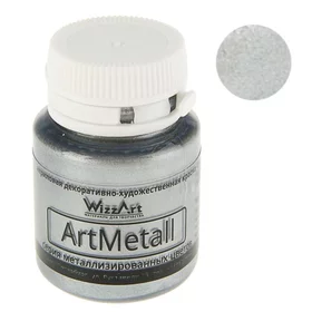 Краска акриловая Metallic, 20 мл, WizzArt, серебро металлик