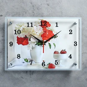 Часы настенные, серия Цветы, Цветы в вазе, 25х35 см
