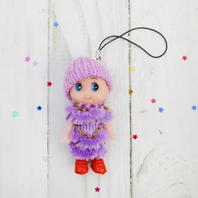 Брелок Куколка, в шапочке и шарфе, цвета МИКС