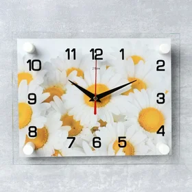 Часы настенные, серия Цветы, Ромашки, плавный ход, 20 х 26 см