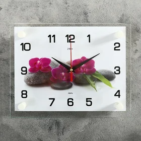 Часы настенные, серия Цветы, Цветки на камнях, плавный ход, 20 х 26 см
