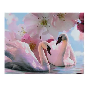 Картина на холсте Лебеди под цветами 30х40 см