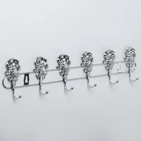 Вешалка настенная на 6 крючков Доляна Розы, 428,93,3 см, цвет серебряный