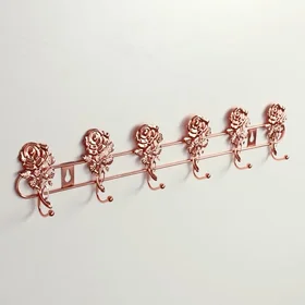 Вешалка настенная на 6 крючков Доляна Розы, 428,93,3 см, цвет золотой