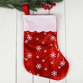 Носок для подарков Мерцание красный со снежинками, 19х38 см