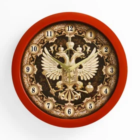 Часы Герб настенные, коричневый обод, 28х28 см