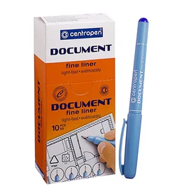Ручка капиллярная, 0.1 мм, Centropen Document 2631, длина письма 500 м, синяя, картонная упаковка