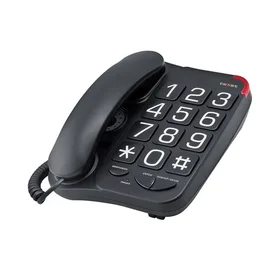 Телефон Texet TX 201, проводной, регулятор громкости, большие кнопки, черный
