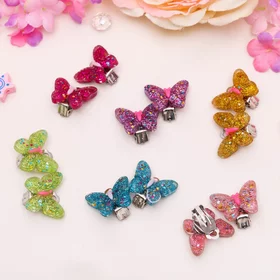 Клипсы детские Выбражулька бабочка блестящая, цвет МИКС