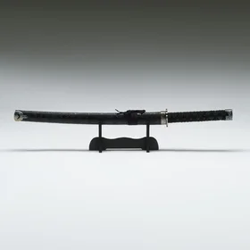 Сувенирное оружие Катана, без подставки, чёрные ножны под змеиную кожу, 70 см