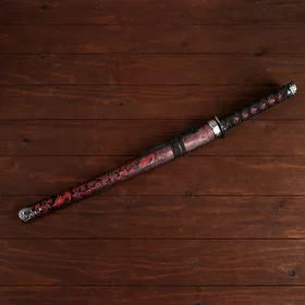 Сувенирное оружие Катана, красный цветочный узор на ножнах, 70 см