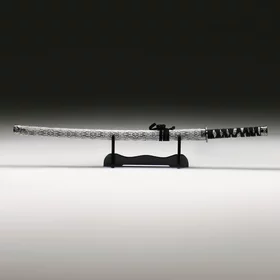 Сувенирное оружие Катана, на подставке, серые ножны под змеиную кожу, 89 см