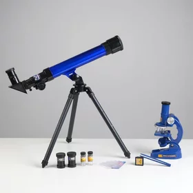 Набор телескоп настольный, три линзы х20, 30, 40 микроскоп, увеличение х300, 600, 1200
