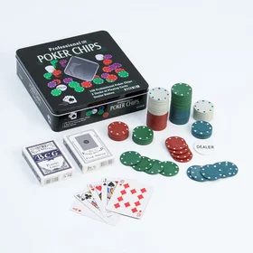 Покер, набор для игры карты 2 колоды, фишки 100 шт., без номинала 20 х 20 см