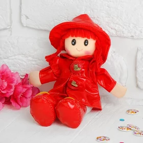 Мягкая игрушка Кукла с кудрявыми волосами, в платьишке и шляпке, цвета МИКС