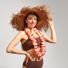 Гавайское ожерелье Крупные цветы, цвета МИКС