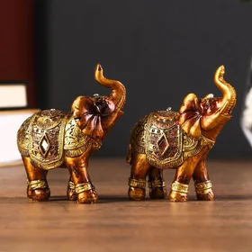 Сувенир полистоун Африканский слон в золотой, ажурной попоне МИКС 8,5х7х3 см