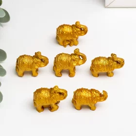 Нэцке полистоун Золотые слоны набор 6 шт 3х3,5х1,7 см