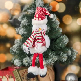 Мягкая игрушка Снеговик с узорами 8х30 см, бело-красный