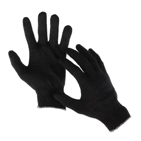 Перчатки, хб, вязка 10 класс, 4 нити, размер 9, без покрытия, чёрные