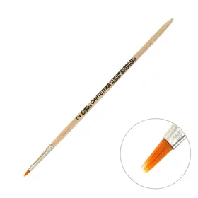 Кисть Синтетика Плоская 2 ширина обоймы 2 мм длина волоса 6 мм, деревянная ручка, Calligrata