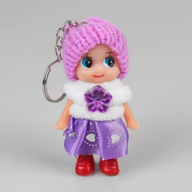 Кукла-брелок Куколка, в шапочке, цвета МИКС