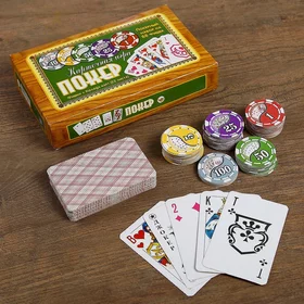 Покер, набор для игры карты 52 листа, фишки 88 шт.