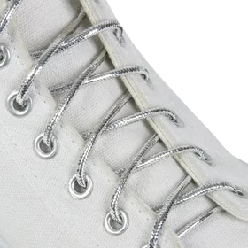Шнурки для обуви, пара, круглые, d 4 мм, 120 см, цвет серебряный