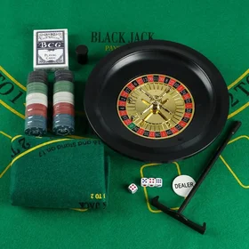 Набор для игры в покер рулетка, карты 54 шт, фишки с номиналом 100 шт, кубики 4 шт, поле
