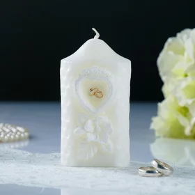Свеча-цилиндр свадебная Камея, белая, 611 см