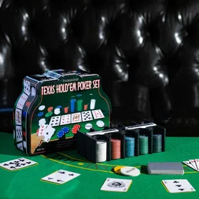 Набор для игры в покер 2 колоды карт, фишки 200 шт, сукно 60x90 см