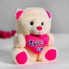 Мягкая игрушка Медведь с сердцем, цвет розовый