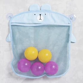 Сетка для хранения игрушек в ванной на присосках Мишка, цвет голубой