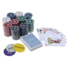 Покер, набор для игры карты 2 колоды, фишки 200 шт., с номиналом, 60 х 90 см