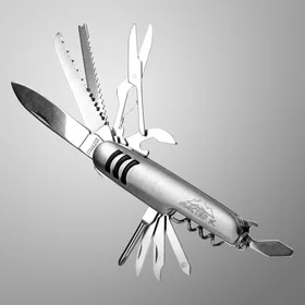 Нож швейцарский Спасатель 12в1, серебристый